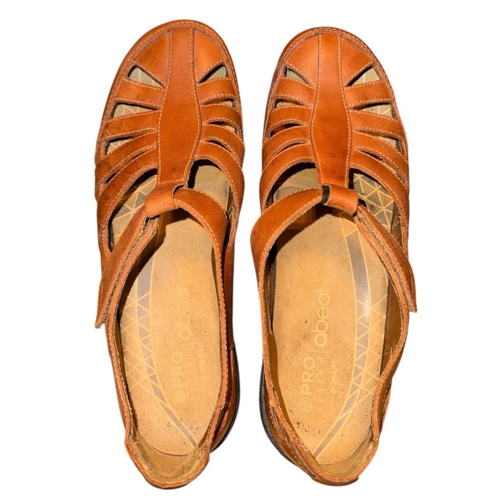 Abeo Pro SmartSystem Tan Leather Fisherman Sandals Velcro Comfort Shoes Size 8.5 - Picture 2 of 9